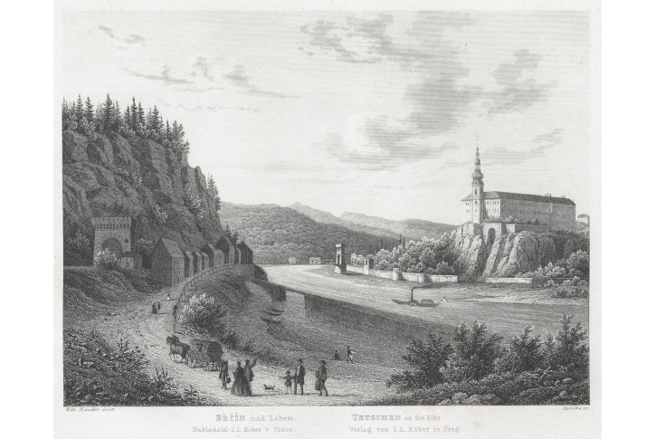 Děčín, Mikovec, oceloryt 1860