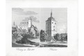 Obříství - Hrušov,  Heber, litografie, 1847