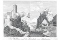 Střekov od jihozápadu,  Heber, litografie, 1847