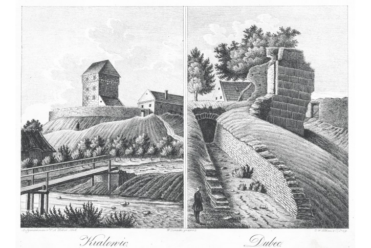 Královice Dubeč Praha, Heber , litografie, 1846