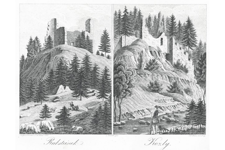 Rabštejnek Kozly, Heber , litografie, 1846