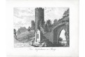 Bezděz Čertova věž, Heber , litografie, 1846