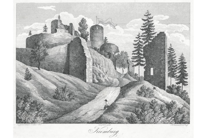 Kumburk, Heber, litografie, 1845