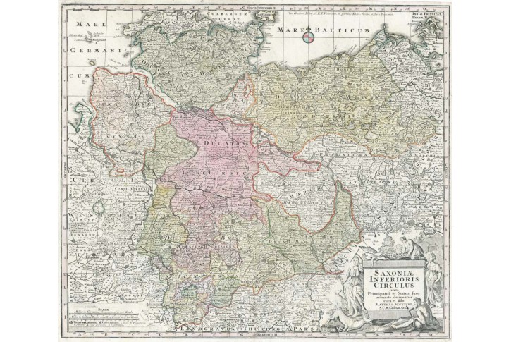 Seutter, Saxoniae Infer., kolor. mědiryt,1760