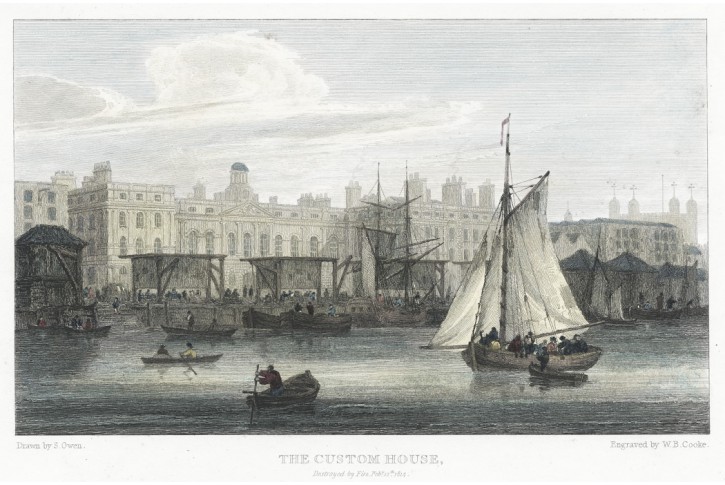 London Custom House, oceloryt, 1814