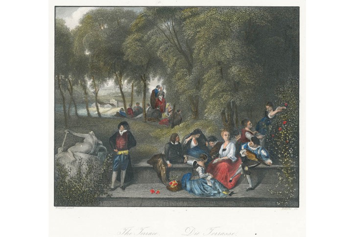 Naterase dle Watteaua, kolor. oceloryt, (1840)