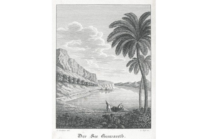 Galilejské jezero, mědiryt, (1820)