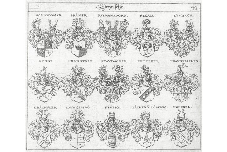 Steyrische 43, Siebmacher, mědiryt , 1772