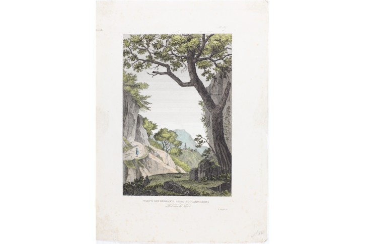 Roccabigliera Roquebilliere, kolor, mědiryt, 1845