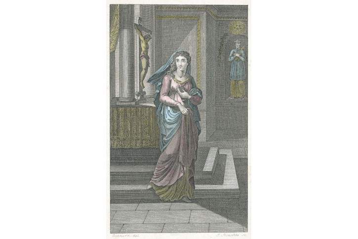 Dívka, Schnorr - Blaschke, kolor. mědiryt, (1820)