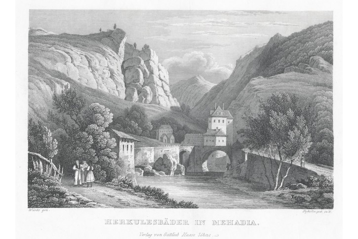 Mehadia Băile Herculane, Haase, oceloryt, 1840