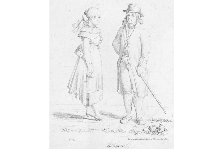 Kroj Čechy, Trentsensky, litografie, (1830)