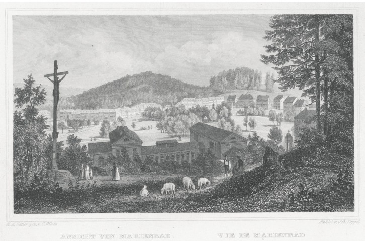 Mariánské lázně, Lange, oceloryt, 1842