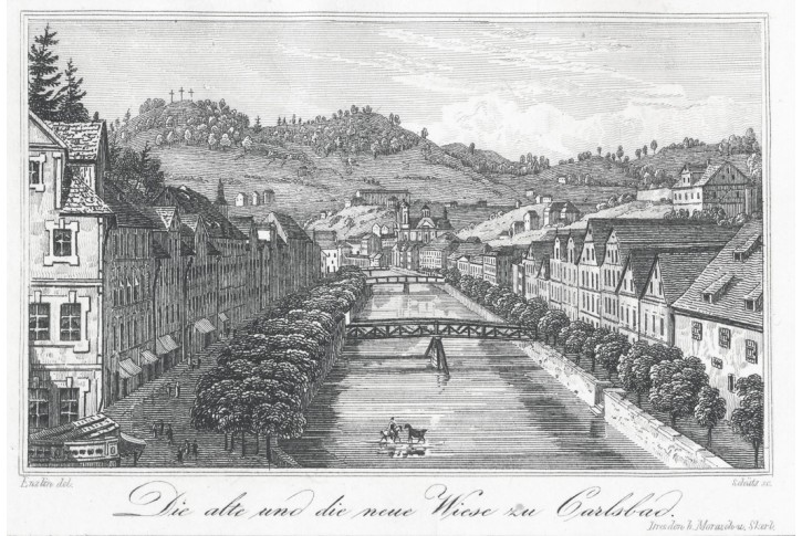 Karlovy Vary Alte Neue Wiese, oceloryt (1840)