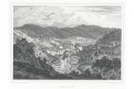 Karlovy Vary od Belvedere, Lange, oceloryt, 1842