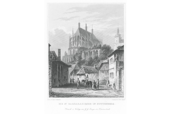 Kutná Hora Barbora, Lange, oceloryt, 1842