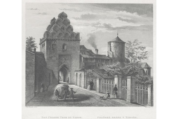 Tábor Pražská brána , Mikovec, oceloryt 1860