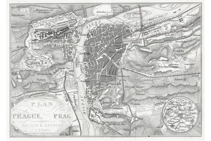 Praha plán, Payne, oceloryt 1860