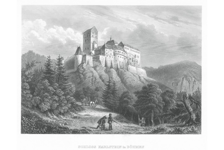 Karlštejn, Meyer, oceloryt, 1850