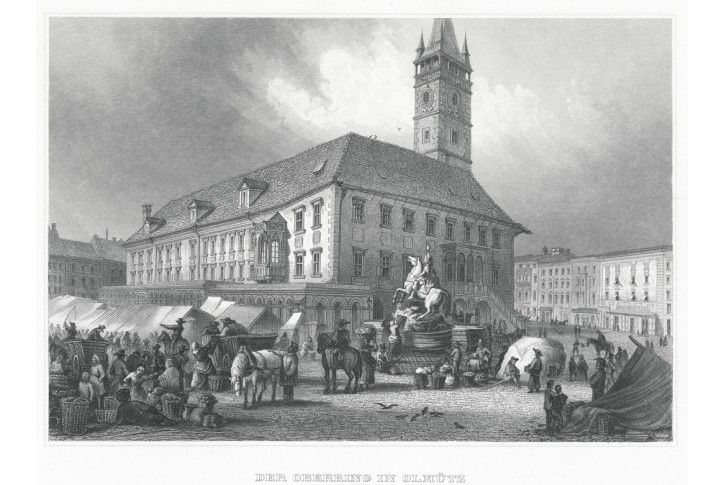 Olomouc Horní náměsti, Meyer, oceloryt, 1850