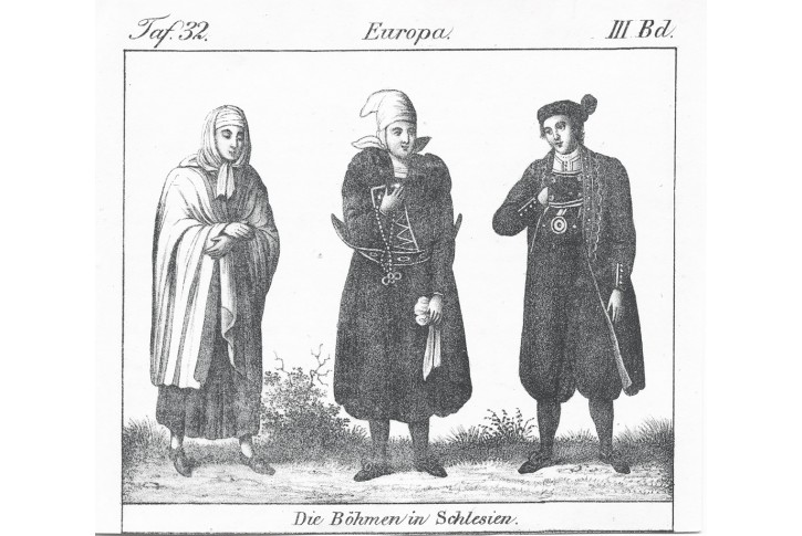 Slezsko kroje, litografie, (1860)