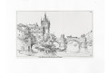 Praha Malostranská věž, litografie, (1850)