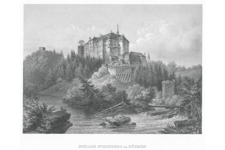 Český Šternberk , Meyer, oceloryt, 1850