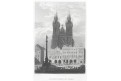 Praha Týnský chrám, Herloss, oceloryt, 1841