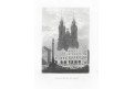Praha Týnský chrám, Herloss, oceloryt, 1841