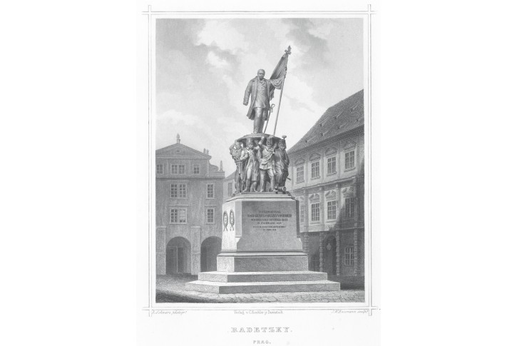 Praha Radeckého pomník, Ruthner, oceloryt, (1871)