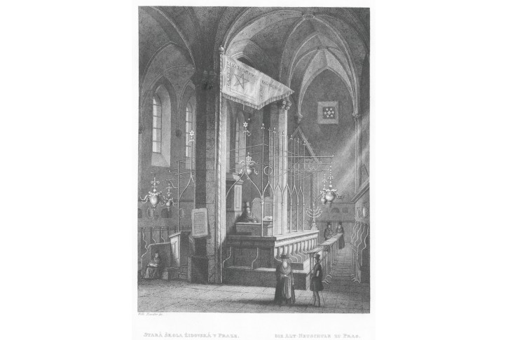 Praha židovská škola, Mikovec, oceloryt 1860