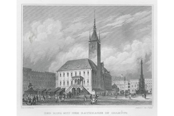 Olomouc Radnice, Lange, oceloryt, 1848