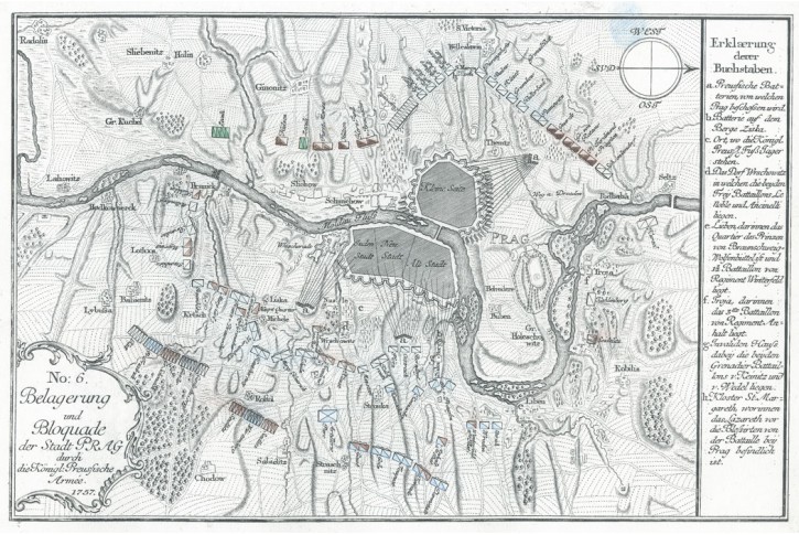 Kilian, Praha obležení plán, mědiryt 1759