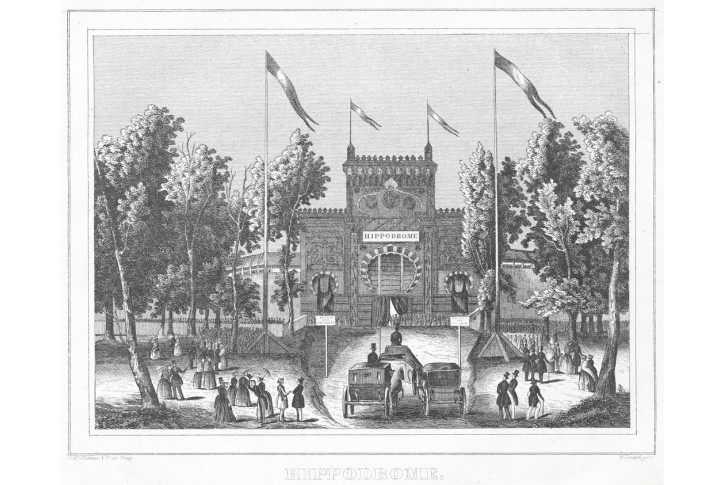 Paris Hippodrom, Medau, litografie, (1840)