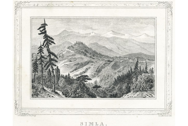 Simla Indie, Medau, litografie, (1840)
