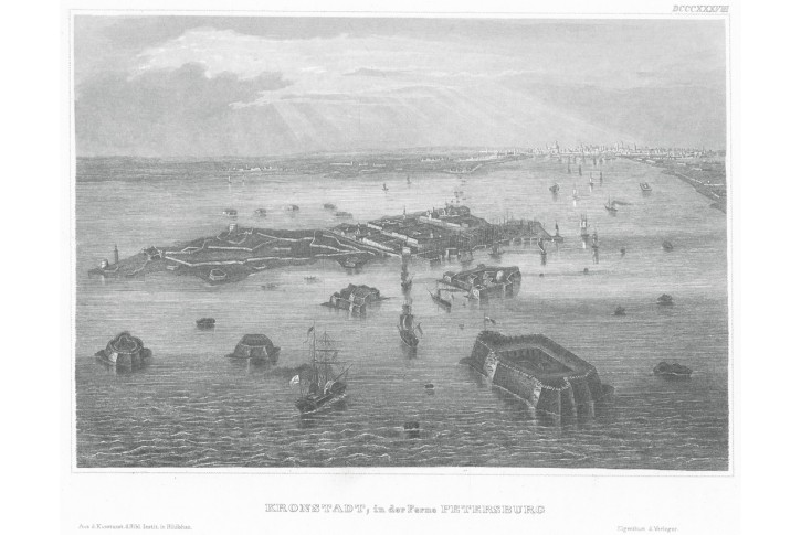Kronštadt Petrohrad, Meyer, oceloryt, (1850)