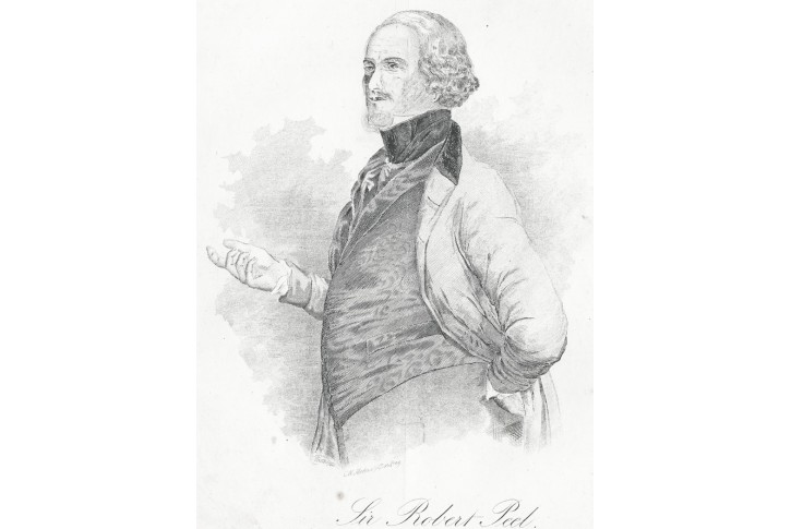 Robert Peel, Medau  litografie, (1840)
