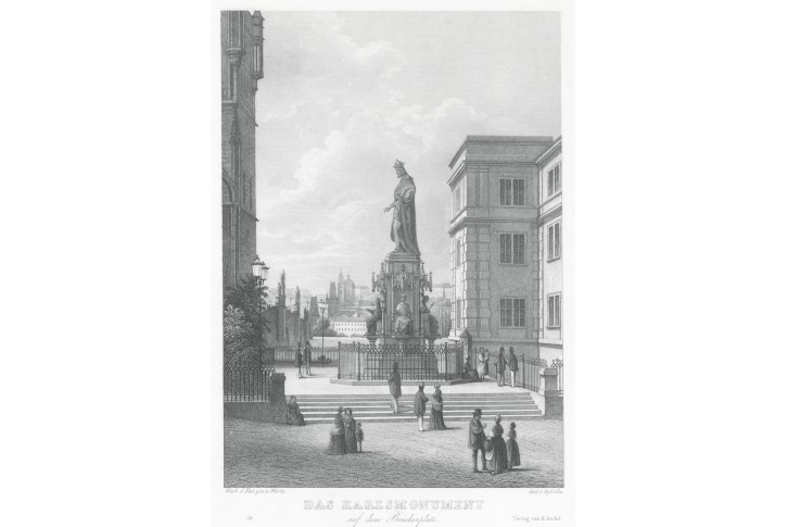 Praha Karel IV.  oceloryt, (1850)