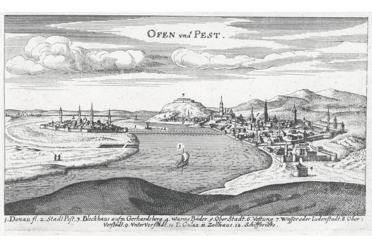 Buda Pest, Martin Meyer, mědiryt, 1665