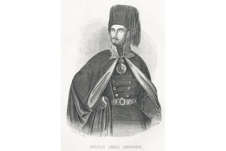 Abdul Medschid sultan, Medau  litografie , (1840)