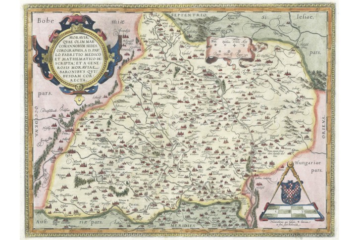 Ortelius A. : Moraviae, mědiryt, 1579