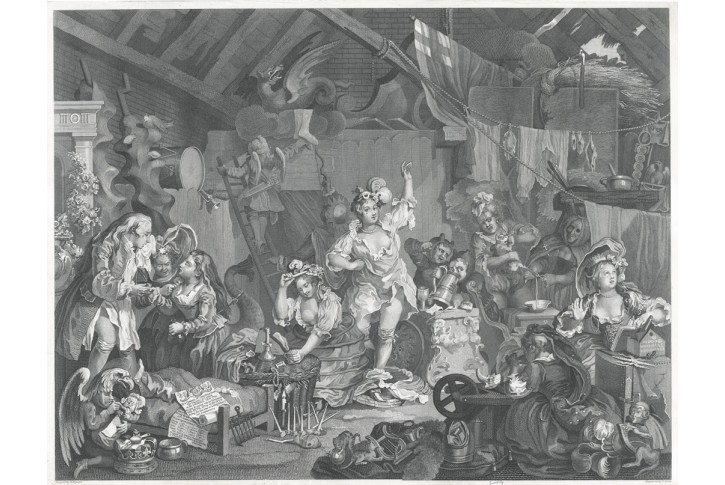 Herečky ve stodole,  Hogart -Cooke, lept, 1812
