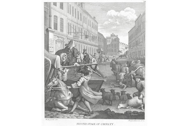 Krutost Riepenhausen - Hogarth mědiryt, 1830