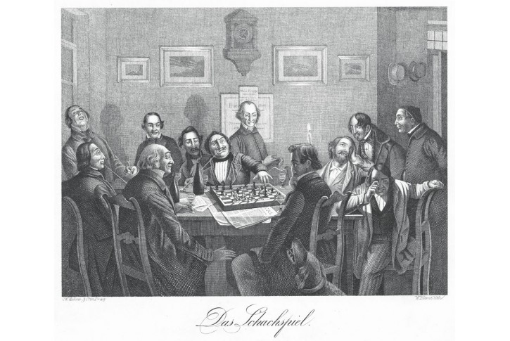 Šachy hra, Medau, litografie, (1840)