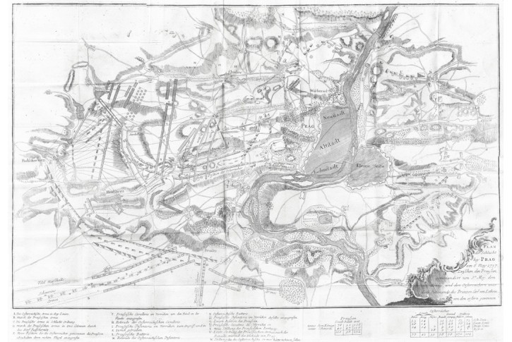 Praha bitva 1757, mědiryt , (1775)