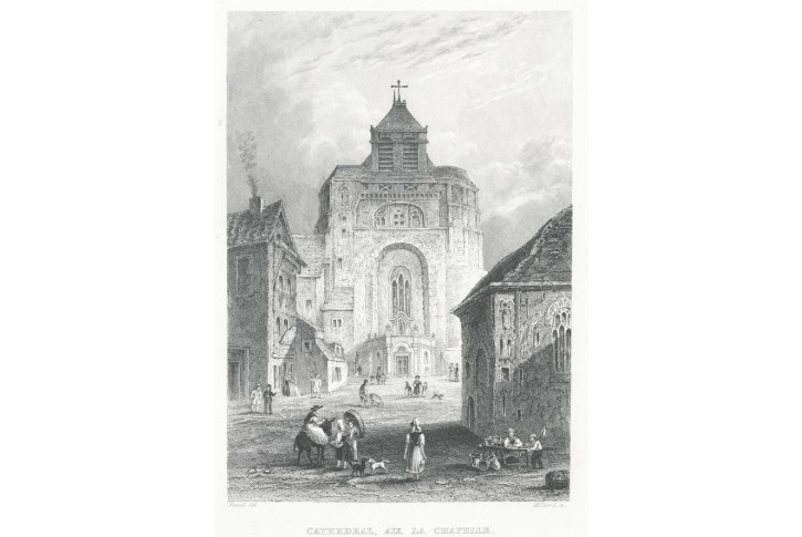 Aachen katedrála , oceloryt, (1850)