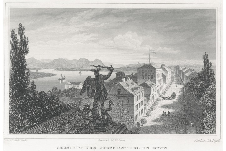 Bonn Stockenthor, Lange, oceloryt, 1847