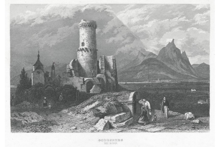 Godesberg bei Bonn, oceloryt, 1838