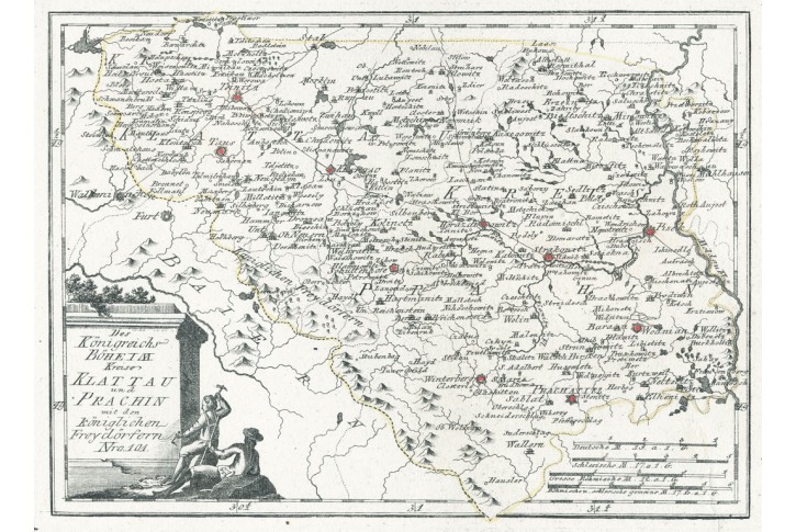 Reilly .: Klatovy  Čáslav a Prachěń, mědiryt 1789