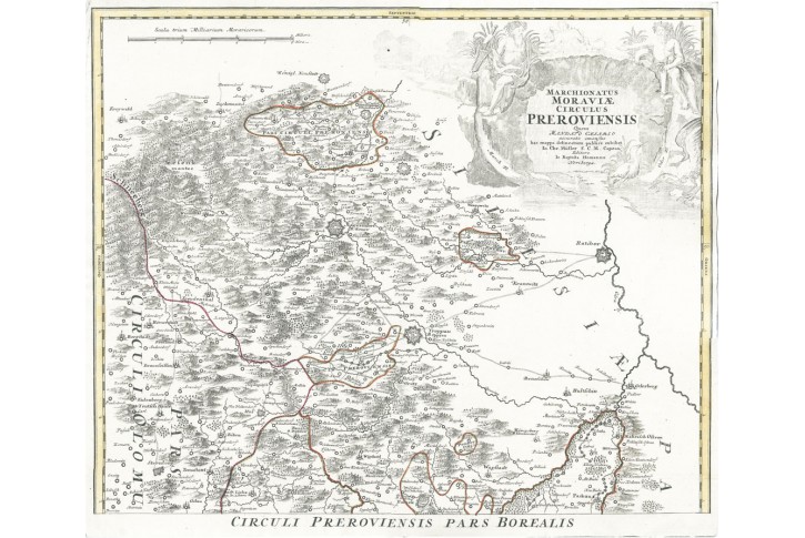 Homann J.B.: Kraj Přerovský  sever, mědiryt, 1720